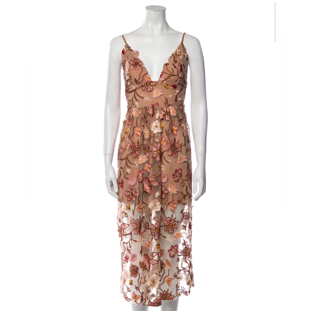 For Love and Lemons Midi Embroidered Dress